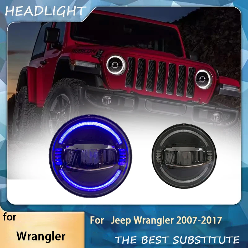 Фото Пара светодиодных линз для фар в сборе для Jeep Wrangler 2007-17, переоборудованные дневные ходовые огни, указатель поворота, автоаксессуары №1