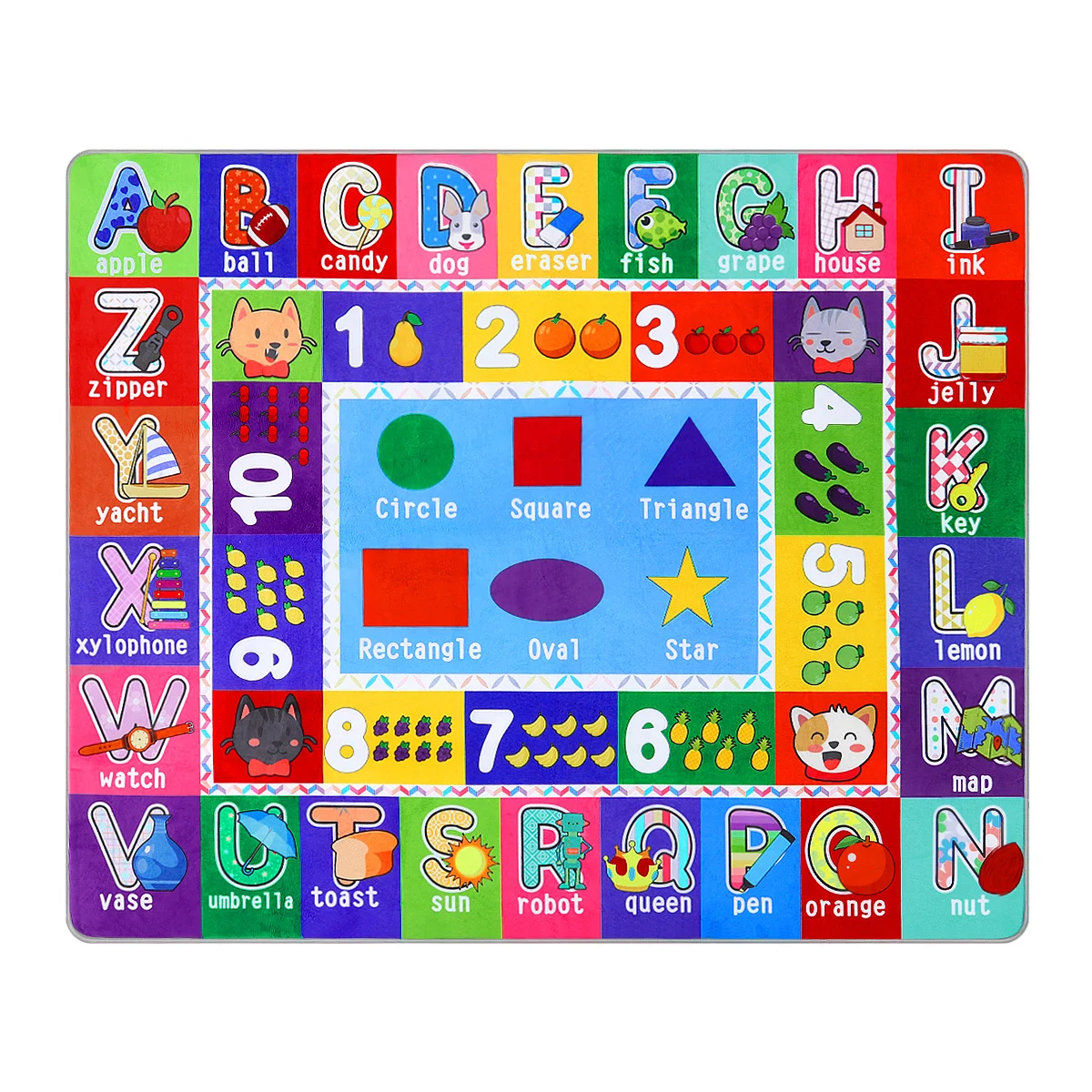 

PARTYKINDOM Kids Floor Mat Sponge Kids Exercise Play Mat Letters & Numbers & Graphics Floor Pad Early Educational Learning Mat