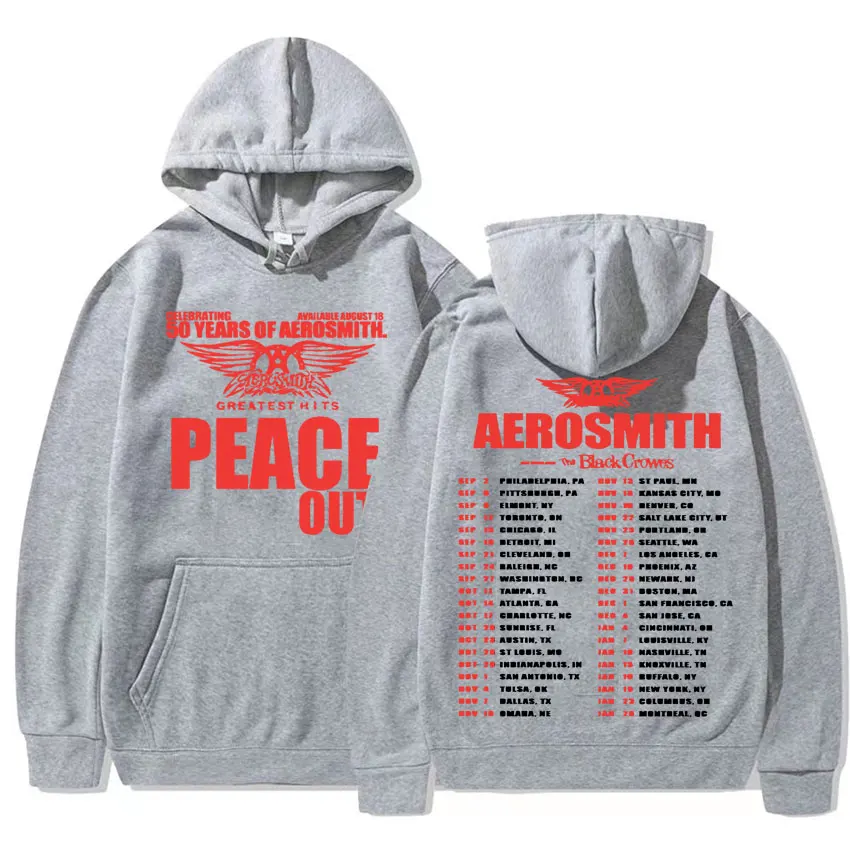 50 Years of Aerosmith Greatest Hits Peace Out Tour Hoodie Men's Clothing Hip Hop Vintage Fantasy Apparel Y2k Tracksuit Pullovers