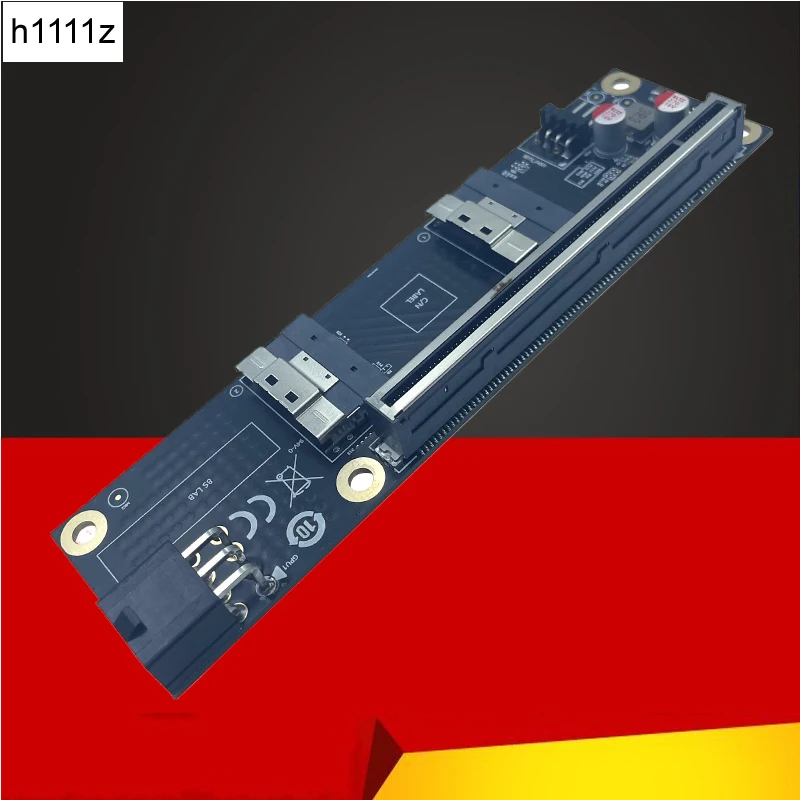 Фото НОВАЯ 2-портовая карта-адаптер SlimSAS 8i x2 к слоту PCIe5.0 x16 SFF8654 Riser Card GEN5 для сетевой видеокарты GPU 6Pin Power №1
