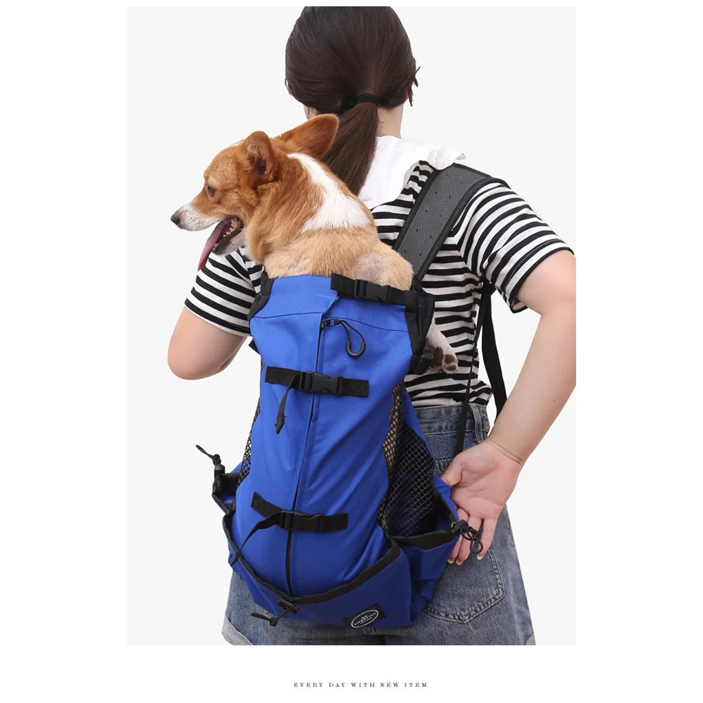 

Pet Carrying Backpacking Backpacking Traveling Portable Rucksack Adjustable Knapsack Mesh Cloth Pets Supplies Blue M