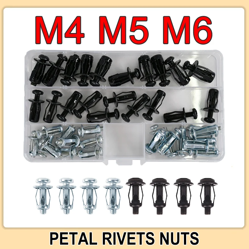 

M4 M5 M6 Petal Rivets Screw Nut Set Metal For Repair Car License Plate Tube Riveting Anchor Slip Wire Iron Sheet Aluminum Plate
