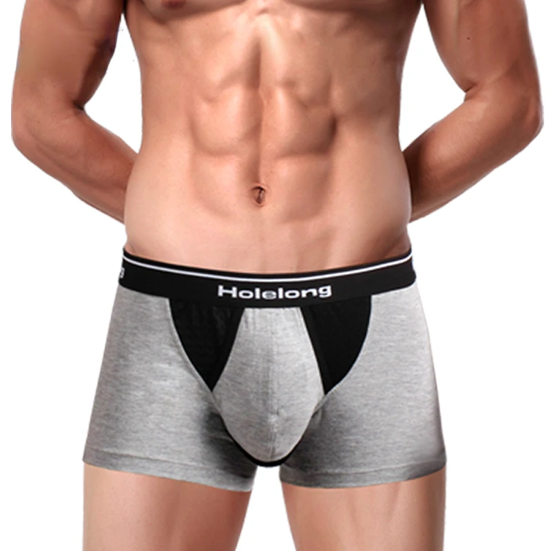 3-Pack Men Modal Boxer Underwear with Scrotum Bag Penis Separation Underwear Breathable Functional Underwear Prolonged Sex Boxer