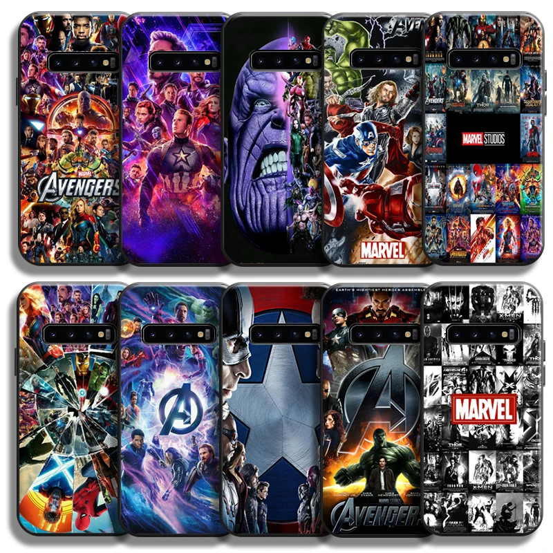 

Marvel Avengers For Samsung Galaxy S10 S9 S8 Plus S10E S10 5G Phone Case Liquid Silicon Back Coque Soft Funda Black