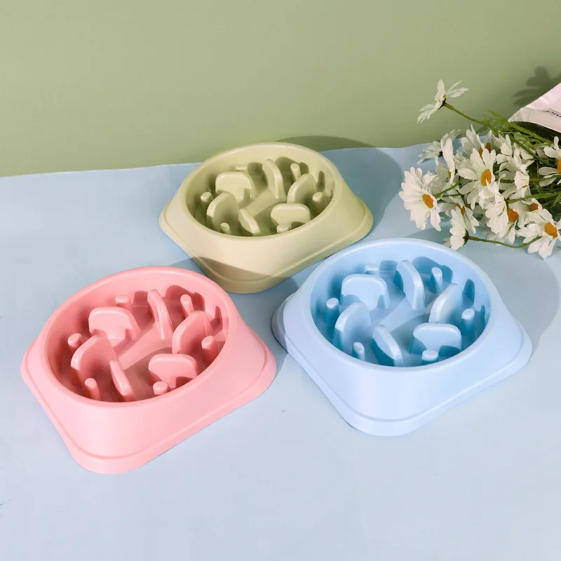 

Pet Slow Feeder Dog Bowls Small Dog Choke-proof Bowl Anti-Gulping Food Plate Non-slip Bottom Puppy Slow Eating Dish Pet Supplies