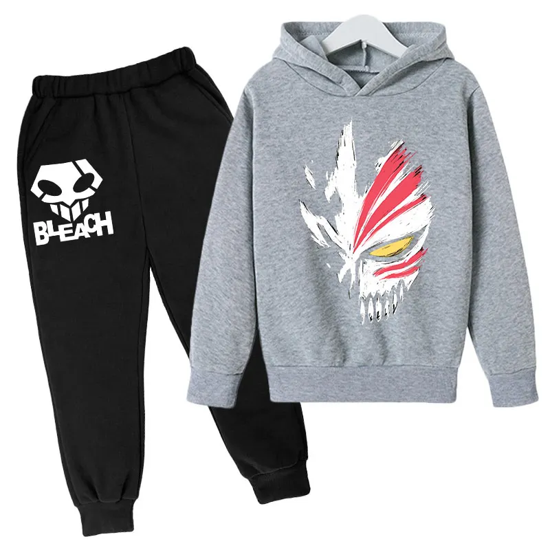 

Children Bleach Anime Hoodie Kurosaki Ichigo Printed Hoodie Sweatshirts+pant Boys and girls Casual Sport Pullover Top horror