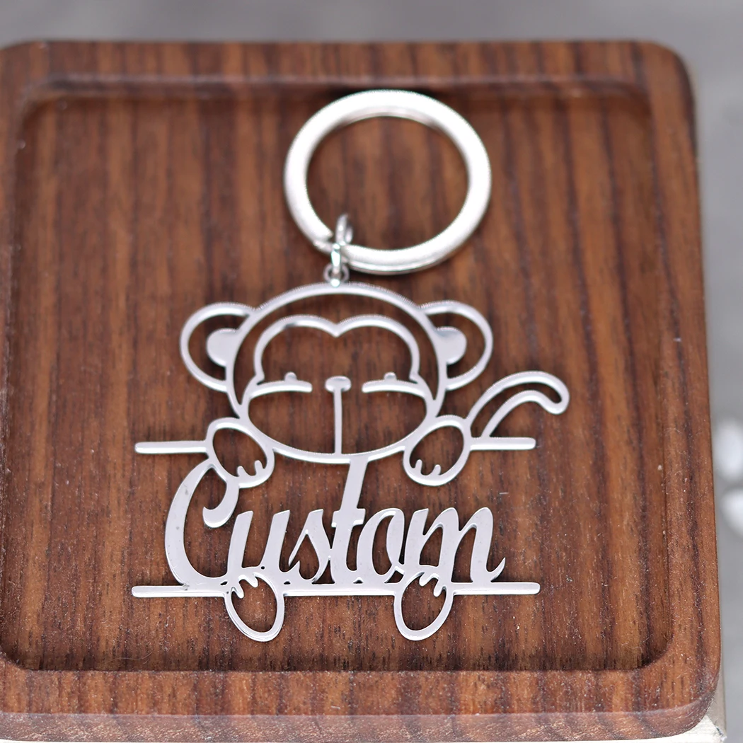 Нержавеющая сталь с гравировкой имени индивидуальный брелок изображением