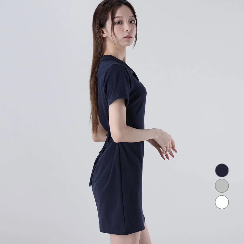 

여성용 피케이 반팔 미니 원피스