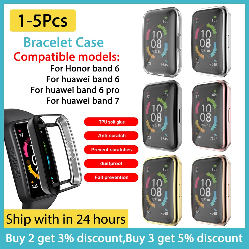 

1-5 шт., защитный чехол для часов Huawei Band 7 / Band 6 Pro / Honor Band 6