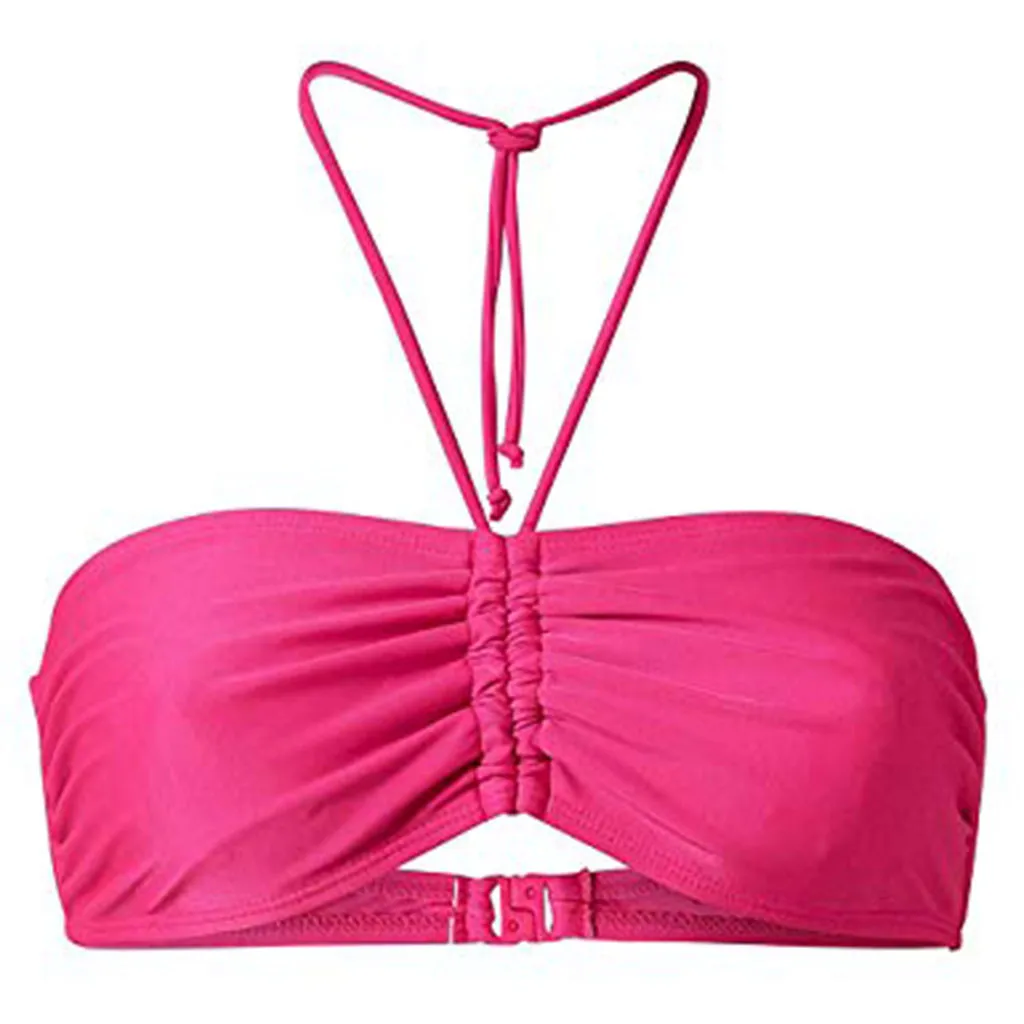 

Women Halter Bra Bikini Bandeau Push Up Drawstring Tube Swim Tops Bottom Panties Sexy Female Bikini Set Swimwear Swimsuit 2023