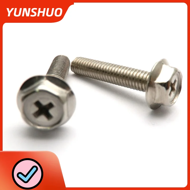 

Винты из нержавеющей стали, 50 шт., M4, M5, M6, шестигранные, крестовые, с фланцевым наконечником, шестигранные болты 304