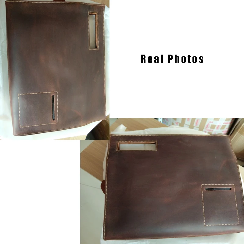 2018 New Retro Genuine Leather Men's Bag Crazy Horse Leather File Briefcase Men Shoulder Messenger Bag Fashion Laptop Handbags