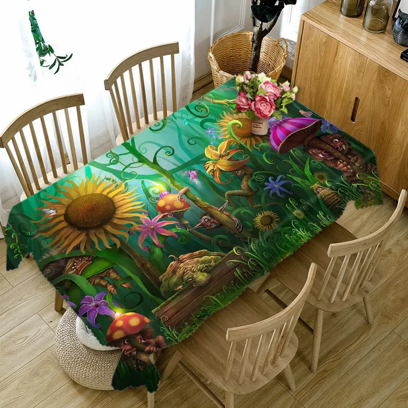 

3D Landscape Rose Flower Waterproof Tablecloth for Table Home Decoration Rectangular Dining Coffee Tablecloth Picnic Blanket