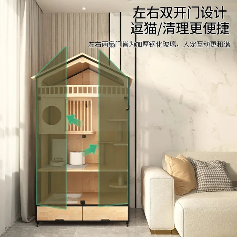 Кошачий домик клетка для кошек вилла резиновая из массива дерева роскошная