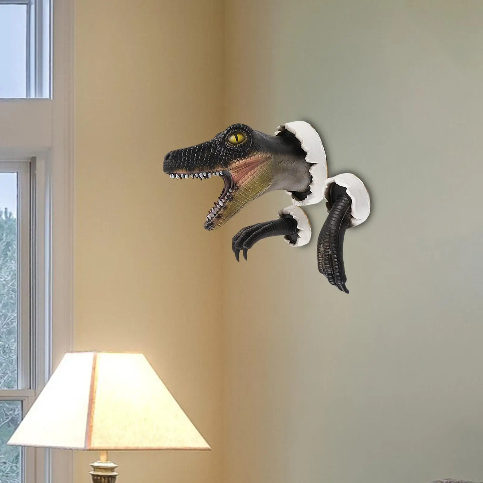 

Dinosaur Wall Sculpture Wall Mounted Dinosaur Bust Decorative Dinosaur Ornament for Living Room Nursery Background Entrance Home