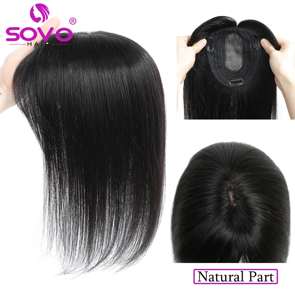 

12*13cm 10" 12" 14" Topper Hair Piece with Bangs 100% Real Remy Human Hair Topper for Women with Thin Hair Natural Color