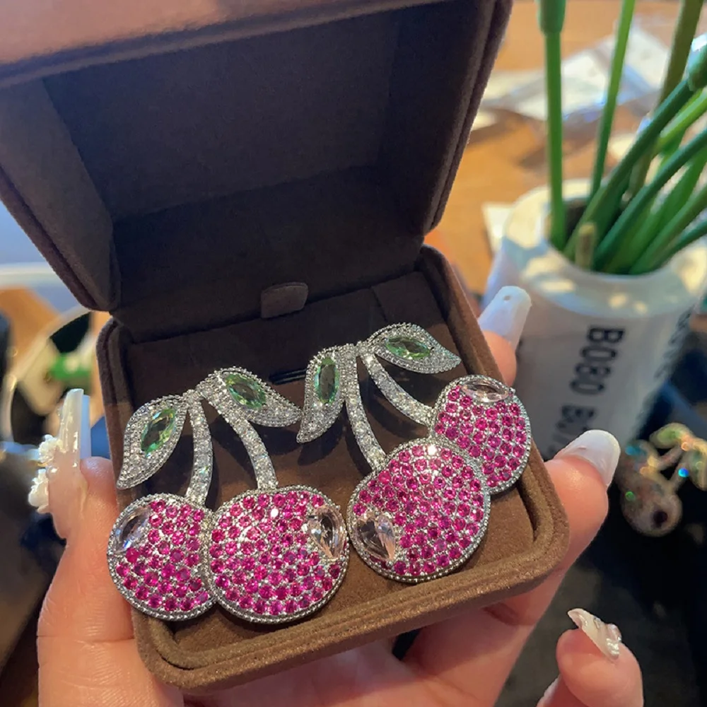 

Bilincolor Colorful Cherry Micro Set Zircon Earrings