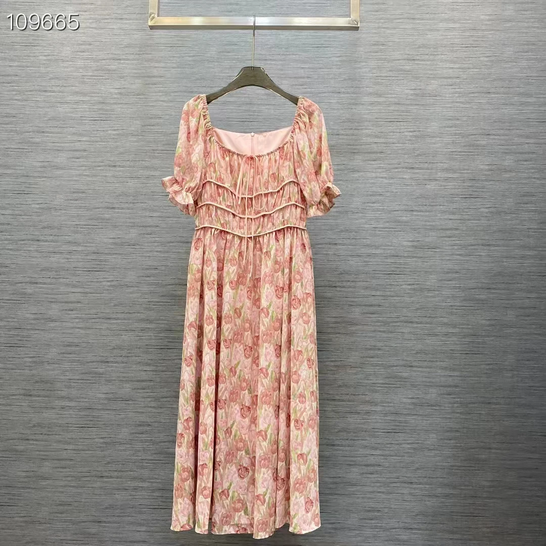 

S733 High quality New Fashion Women 2023 lady Dress Luxury famous Brand European Design party style dress