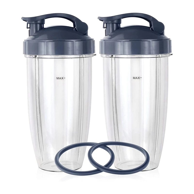 32Oz Blender Cups For Nutribullet Blender 600W And 900W Models NB-101B, NB-101S, NB-201,Two 32Oz Cups With Sipping