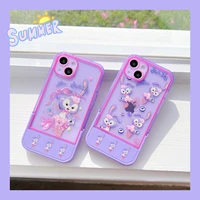 disney stellalou invisible bracket phone case for iphone 13 12 11 pro max x xr xs max 7 8 plus se shockproof soft leather cover