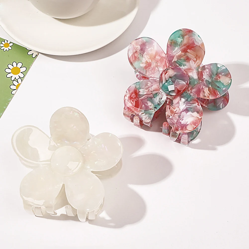

Makeup New Floral Hair Clips Colorful Striped Flower Acetate Shark Claws For Women Girls Ponytail Hair Accessories Headwear