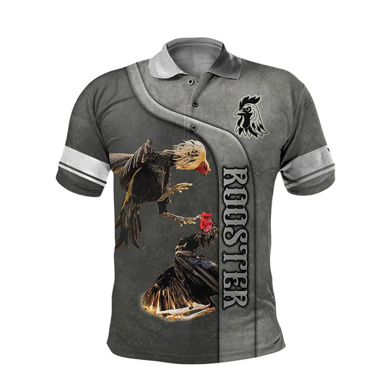 

Rooster Graphic 3D Printed Men's Polo Shirt For Men Summer Tops Short Sleeve Fashion Casual Oversized Polo Shirts Outwork