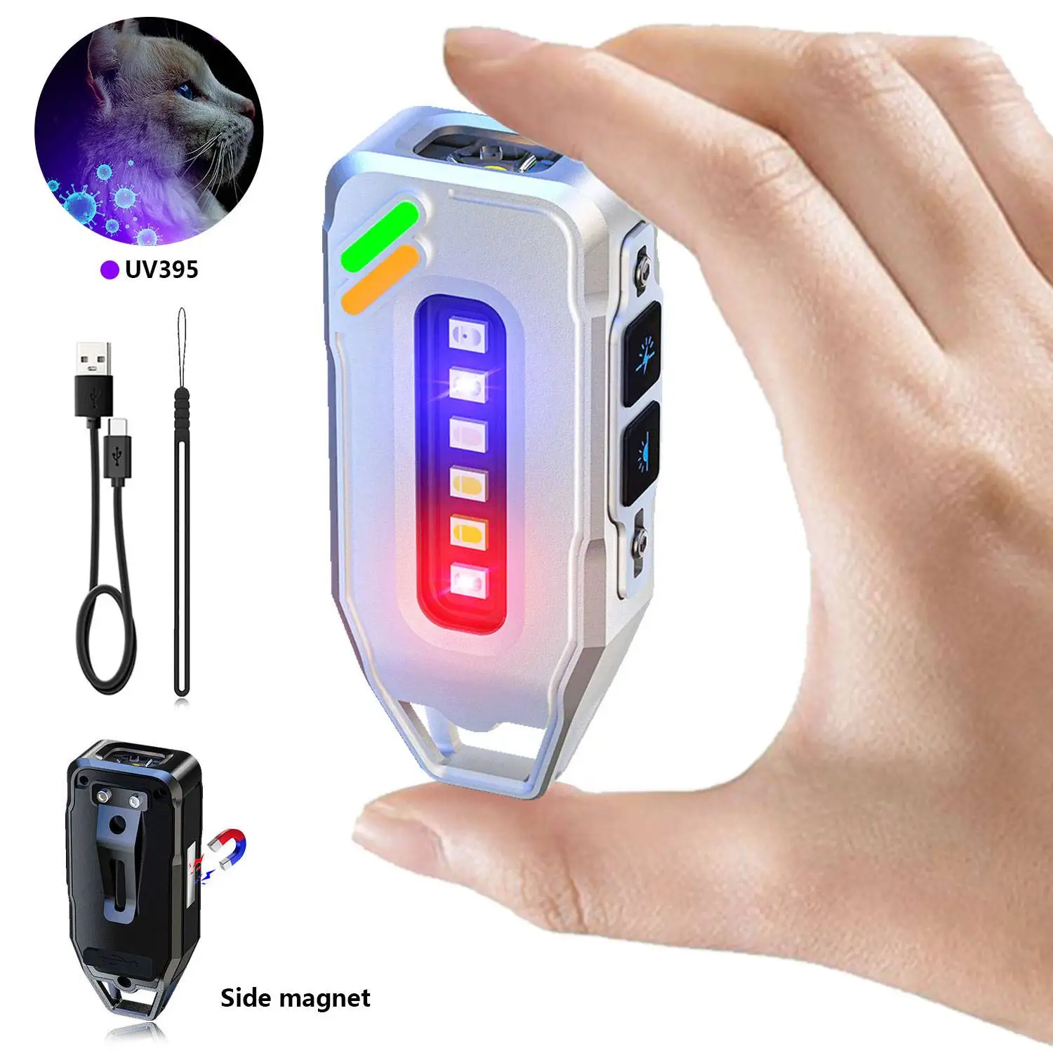 LONGRIVER YSD-03 Мини-светодиодный фонарик Type-C Перезаряжаемый брелок-фонарик с зажимом