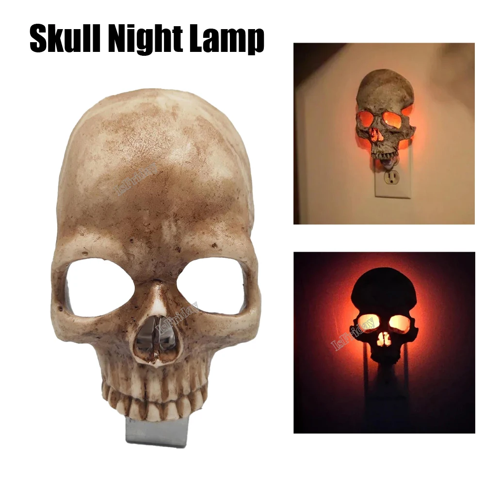

1Pc Skull Light Plug Into Halloween Skull Night Lamp Halloween Party Decorations Atmosphere Adjustment Small Night Light