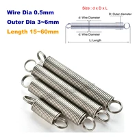 1015pcs wire dia 0 5mm tension coil extension dacia spring 304 stainless steel small stretching spring dual hook length 1560mm