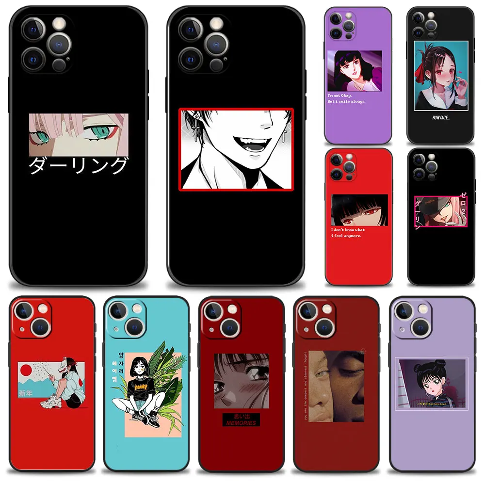 

For iPhone 14 12 XR 13 Pro Max 11 XS 7 X 8 Plus 5 6S 5S SE2 Mini SE2022 SE Luxury Phone Cover Japanese anime Love Friend