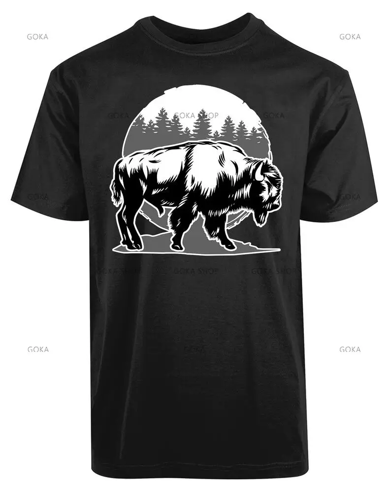 Футболки с рисунком животных Big Bison мужская одежда новые топы и футболки