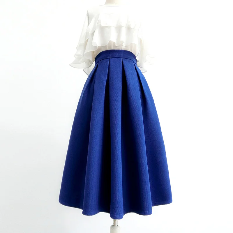 

Navy Blue Skirt Women Autumn and Winter New 2022 Hepburn Skirts Mujer Faldas Plus Size