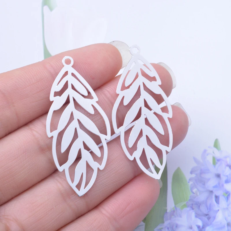 6 шт. 48*20 мм филигрань светло-золотые листья подвески розовое золото серебро цвет