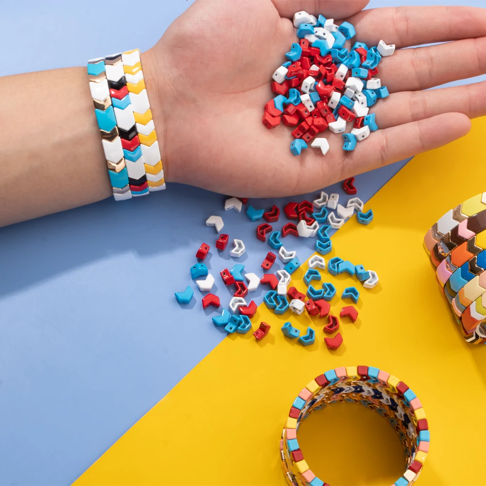 

20pcs/40pcs Small Arrow Enamel Jewelry Beads Handmade for Diy Beads for Jewelry Making Bohe Rainbow Color Beads for Bracelet