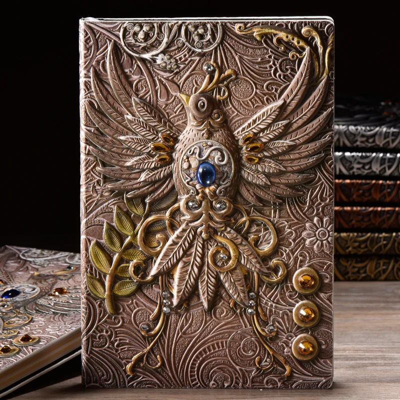 

Vintage European Fashion Hardcover Craved Journal Book A5 Lined Paper Notebook 200P Cool Boys Gift