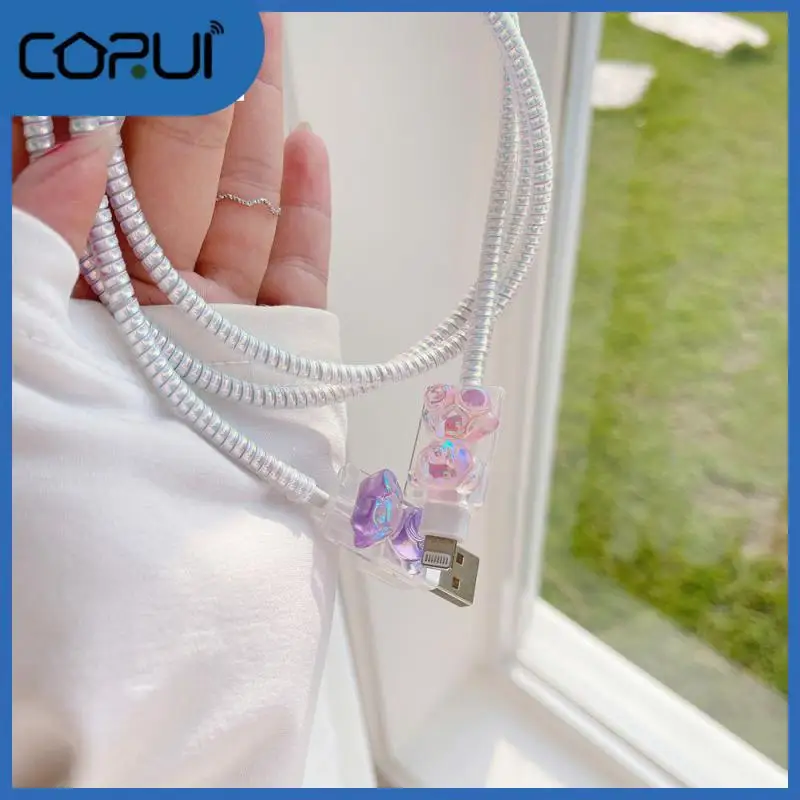

Transparent Data Cable Protective Cover Cartoon Charging Cable Protective Case Anti-break Line Protective Sleeve Portable Cute