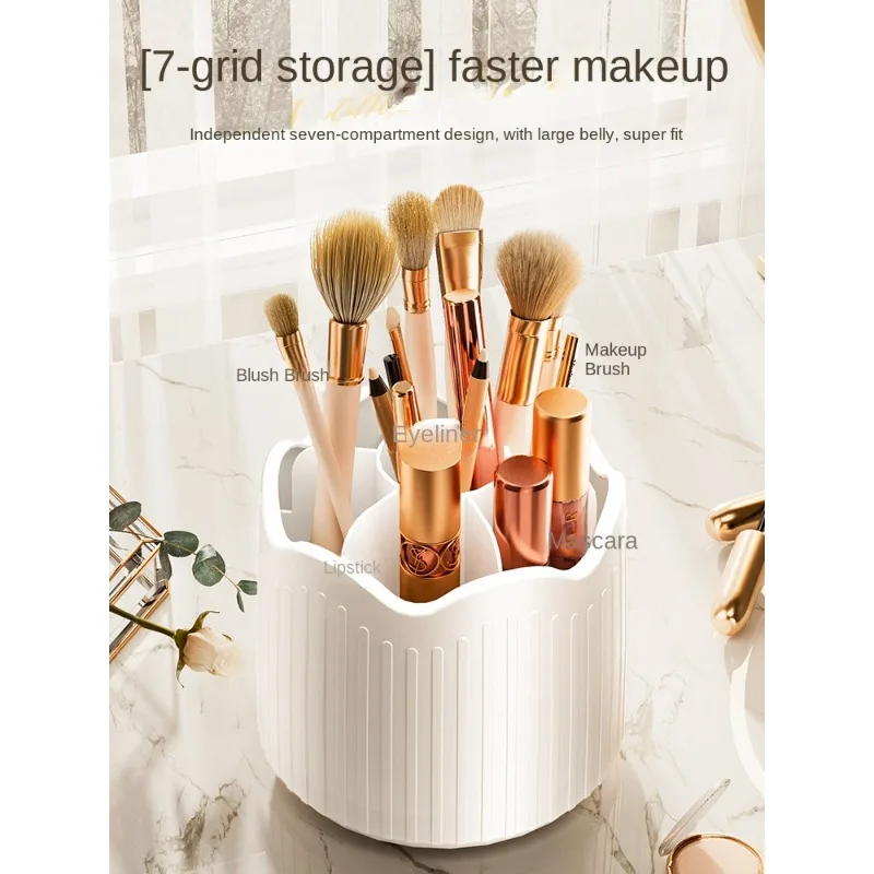 

Rotating cosmetic brush storage tube dust lipstick eye shadow cosmetic storage box with cover dresser desktop shelf
