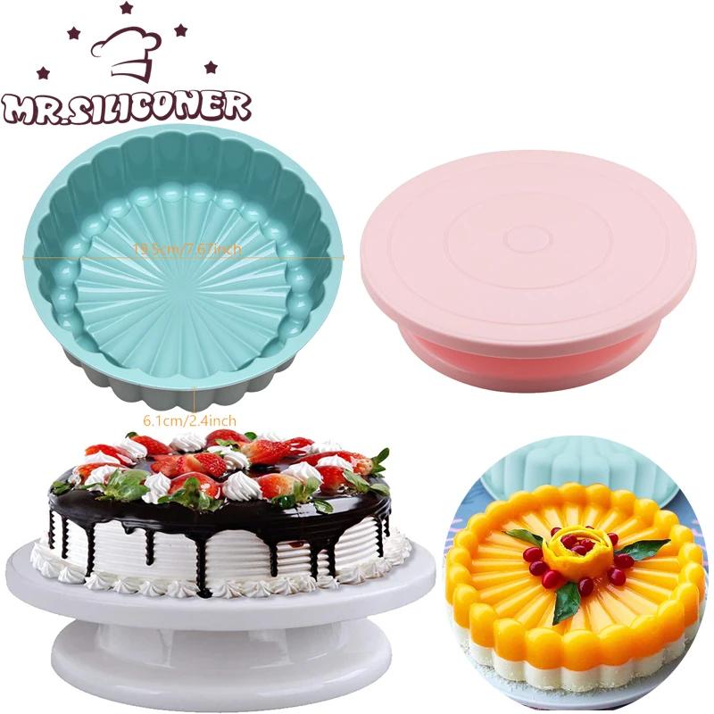 

Cake Turntable Stand Cake Decoration Accessories Silicone Mold Rotating Stable Anti-skid Round Cake Table Kitchen Baking Tools