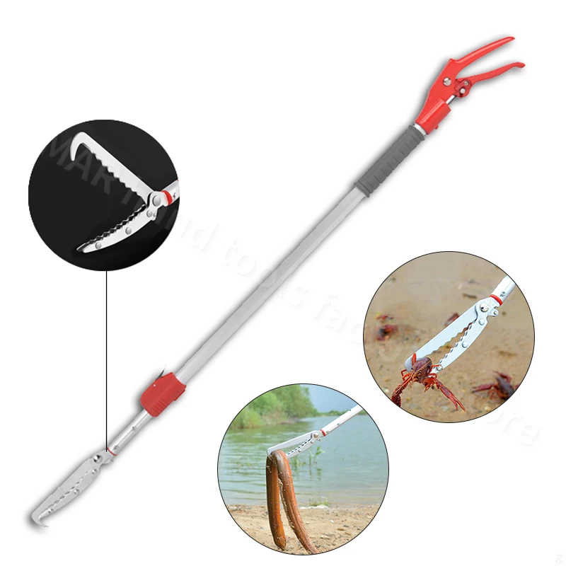 1M-3M Snake Catcher Lengthened Thicken Retractable Snake Tongs Stick Reptile Catcher Grabber Large Opening Eel Clip Loach Clamp