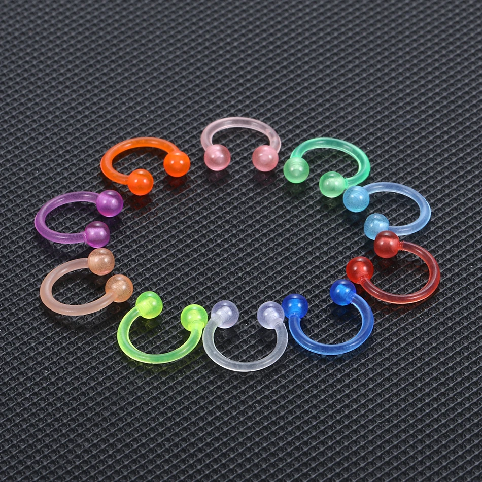 Светящиеся Акриловые подковы для пирсинга перегородки носа губ хряща уха