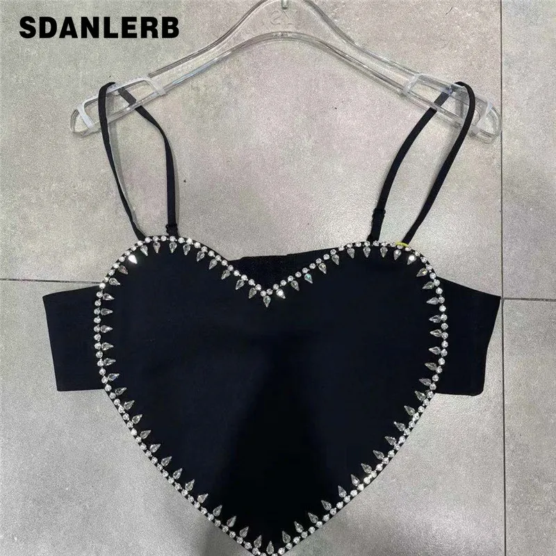 

Women's Sexy Crop Top Summer New Minority Fashion Outer Wear Diamond Design Sling Bandeau Slim-Fit Inner Bottoming Shirt
