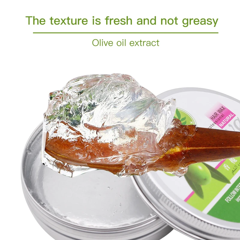 

New Arrival Long-lasting Olive Edge Control Hair Oil Wax Cream Broken Hair Finishing Anti-Frizz Hair Fixative Gel 75g