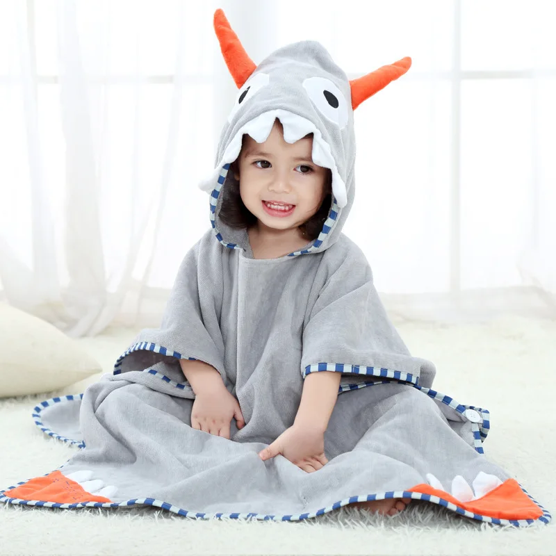 70*70cm 2022 Baby Cotton Towel Cover Cute Printed Hooded Bathrobe Beach Swimming Comfortable Absorbent Bath Towel for Kids
