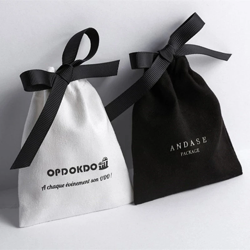 

20 custom drawstring bags personalized logo print jewelry packaging bags pouches chic wedding favor bags white flannel bags more