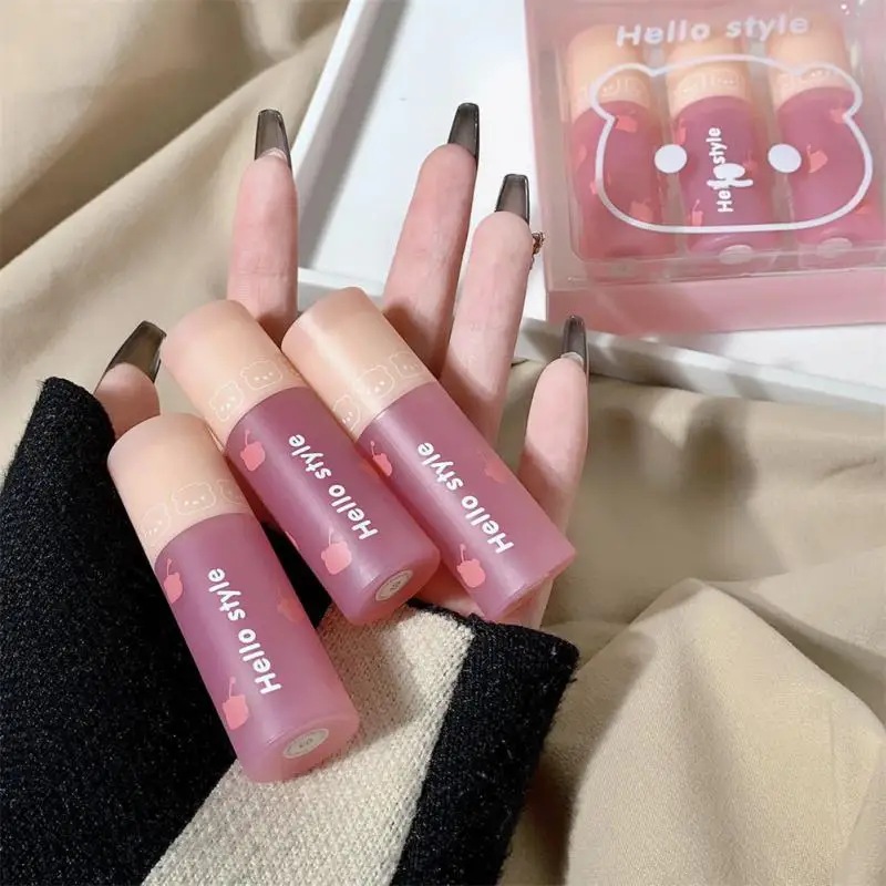 

Набор бархатной матовой помады, 3 шт., маленькая черная коробка, грязь для губ, стойкий пигмент, водостойкий блеск для губ, Косметика для маки...