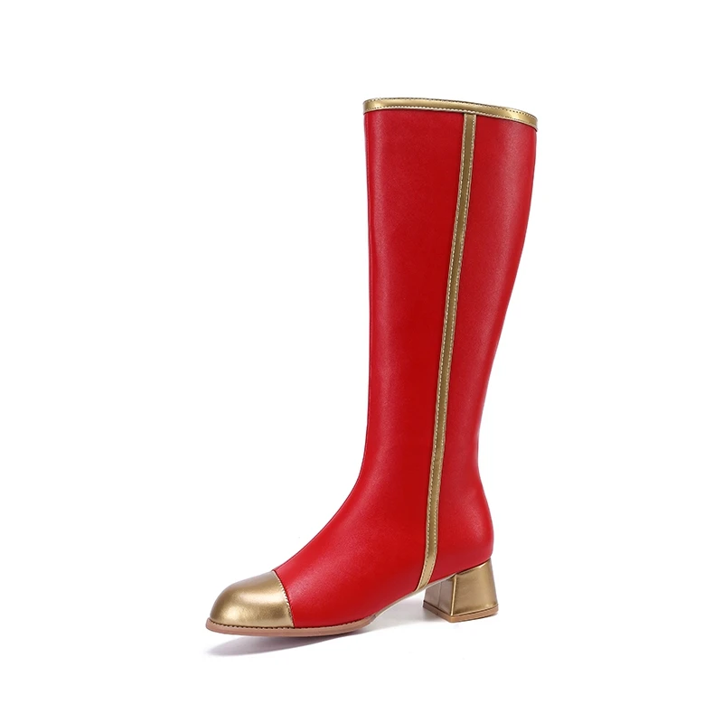 

BLXQPYT Botas De Mujer 2022 Fashion Zipper Boots Women Knee High Cowboy Boots Big Size 51 52 High Heels Lady Gothic Shoes 22-3