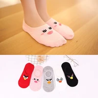 5 pairs lot pack set women socks new korean style silicone anti stealth invisible boat angle socks cute cartoon cotton socks