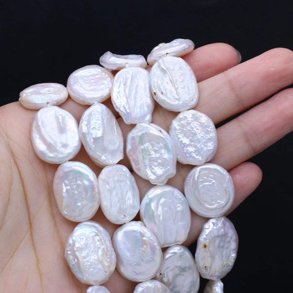 

Natural White Baroque Pearl Slice Beads Oval Shape Loose Hole Bead for Jewelry Making Diy Women Trendy Necklace Bracelet Gifts