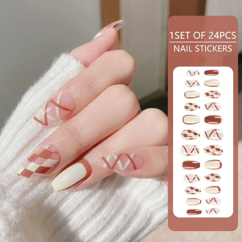 

24pcs/Box French False Nails Artificial Wearable Fake Nails Firm Easy To Remove Full Cover Reusable Fingernails Arts Beauty Tool
