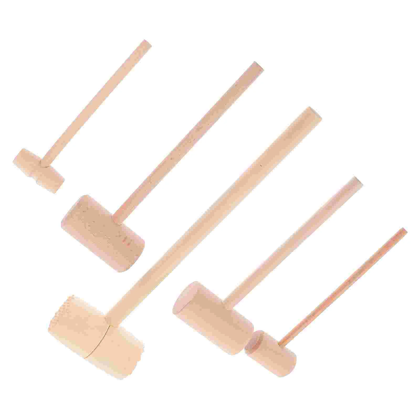 

5Pcs Simple Household Meat Hammers Rib Breaker Beef Steak Hammers (Log Color)